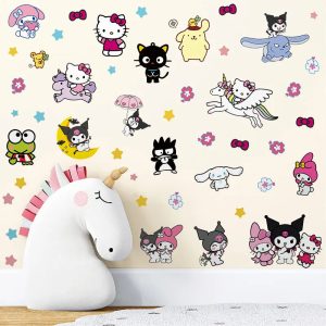 Cartoon Cute Hello Kitty & Kuromi Wall Sticker