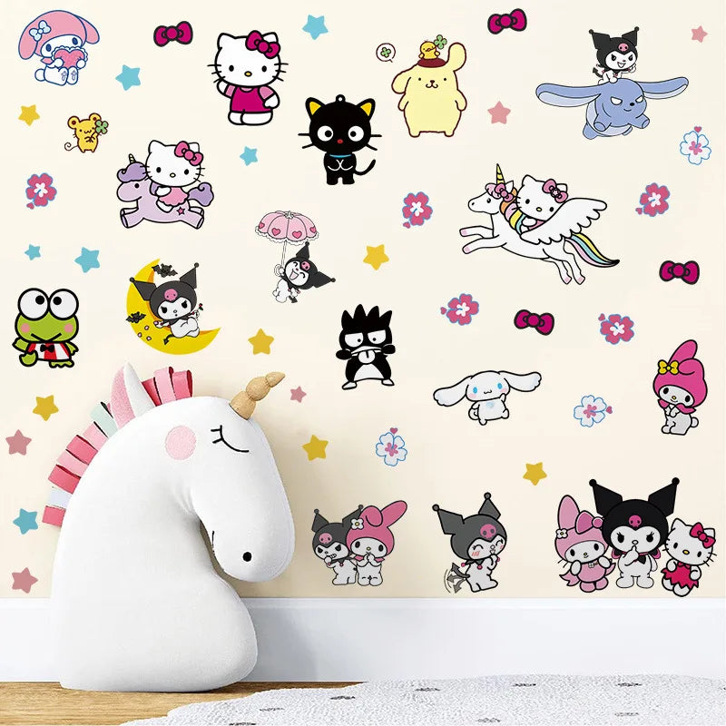 Cartoon Cute Hello Kitty & Kuromi Wall Sticker
