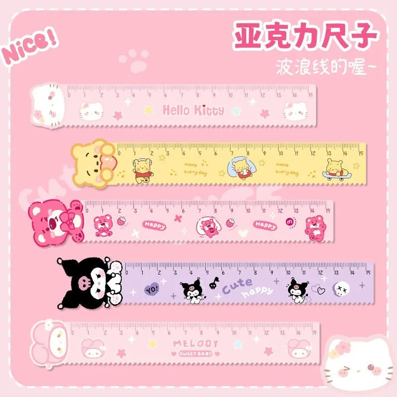 Sanrio Kuromi & Hello Kitty Multifunctional Acrylic Wave Ruler