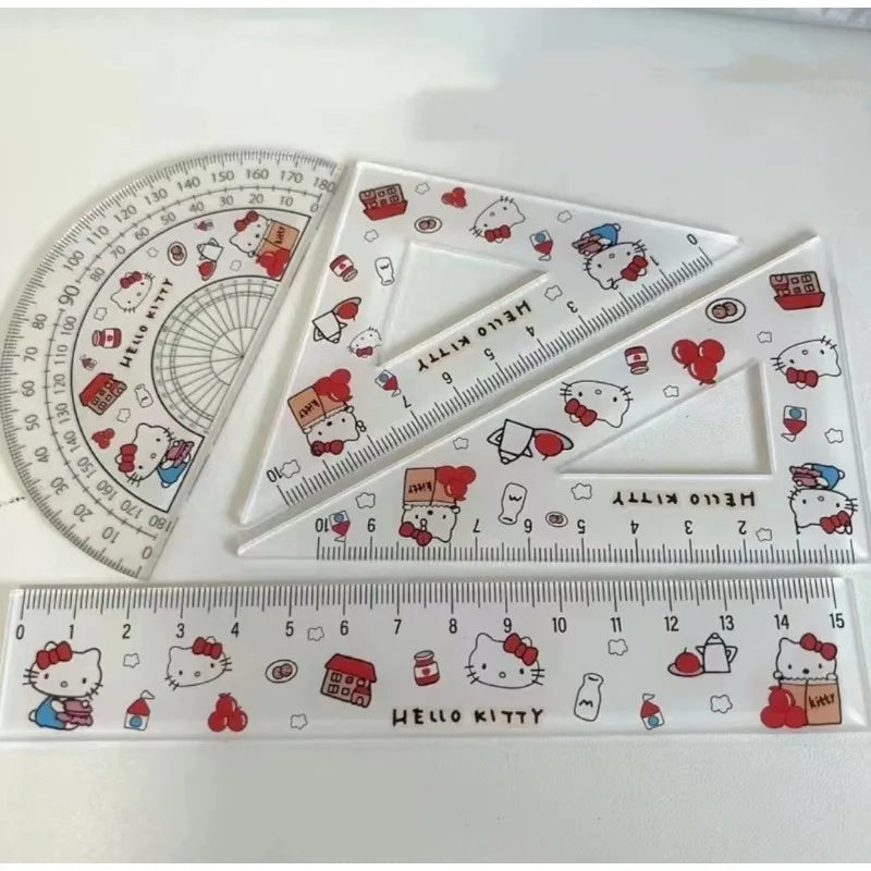 Hello Kitty Cartoon Animation Peripheral Cute Acrylic Ruler Four-Piece Set - Image 5