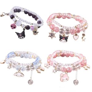 1PCS Kawaii Sanrio Kuromi & My Melody Crystal Beads Bracelet