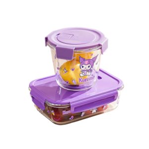 Sanrio Cartoon Kuromi, Hello Kitty & Cinnamoroll Anime Glass Lunch Box