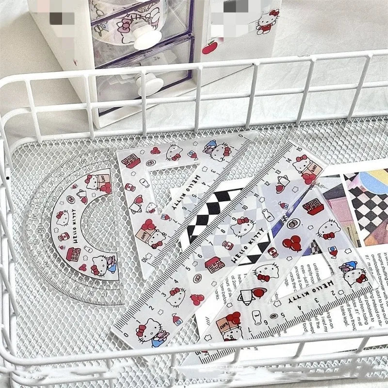 Hello Kitty Cartoon Animation Peripheral Cute Acrylic Ruler Four-Piece Set - Image 3