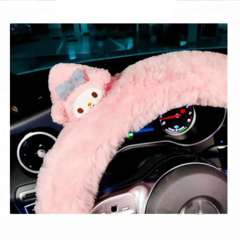 Anime Hello Kitty Plush Car Steering Wheel Cover - Image 4
