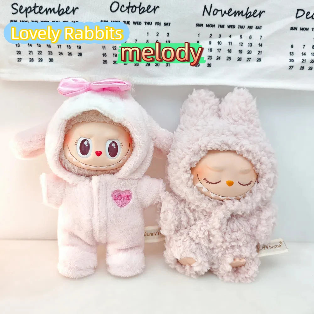 Cute Doll Clothes Onesie for 17cm Labubu V1 & V2 & Melody Mini Dolls