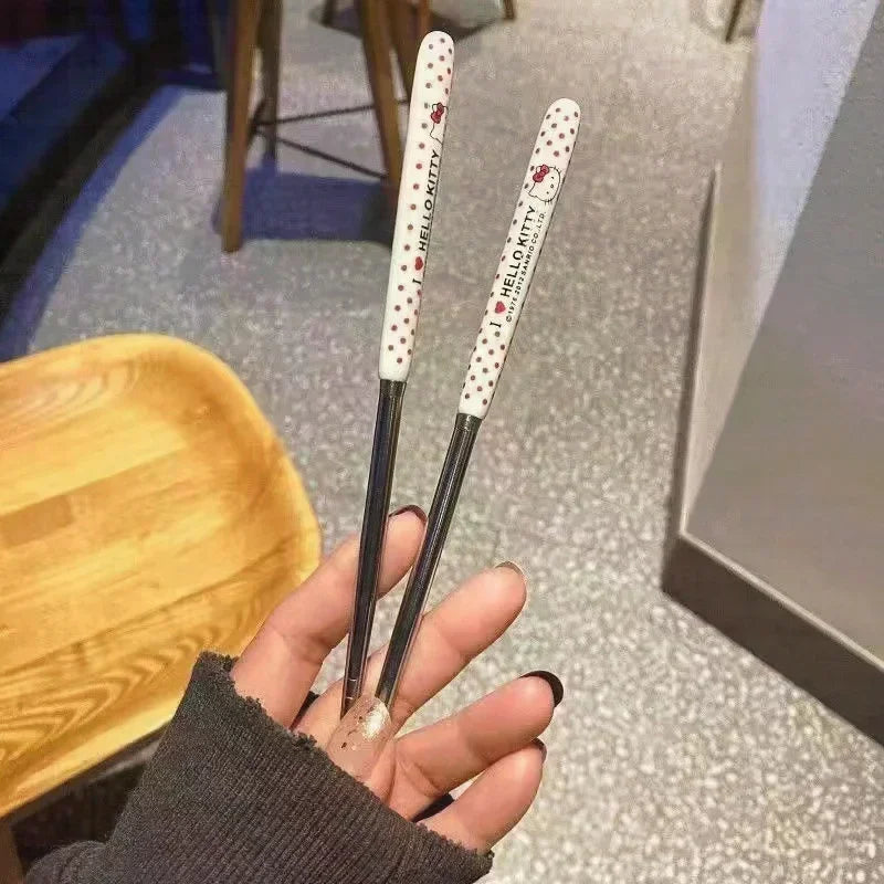 Cute Hello Kitty Chopsticks & Spoon Set - Image 3